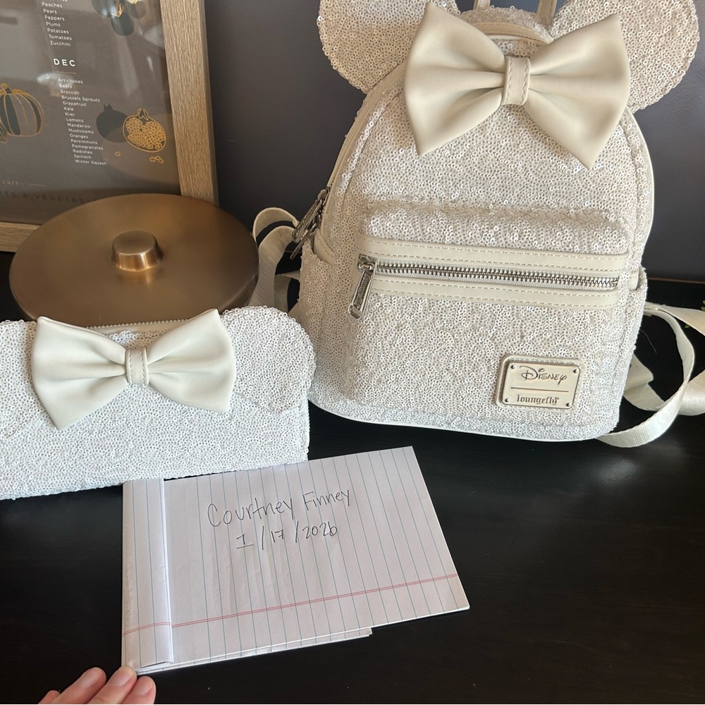 Disney Loungefly Bride White Backpack and Wallet Set